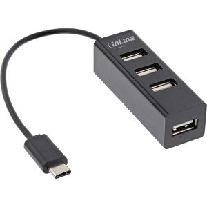 4-portowy koncentrator USB 2.0, USB-C męski na 4x USB-A żeński, kabel 15 cm
