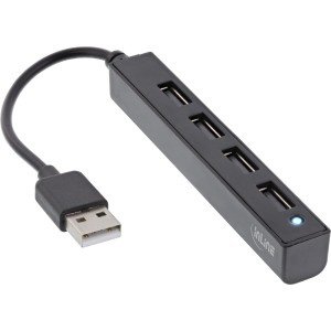 4-portowy koncentrator USB 2.0, USB-A męski na 4x USB-A żeński, kabel 15 cm