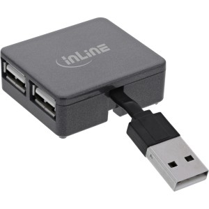 4-portowy koncentrator USB 2.0, USB-A męski na 4x USB-A żeński, kabel 4 cm