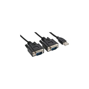 Kabel przejściowy USB 2.0 na 2x złącze szeregowe USB typu A na 2x 9-pinowe złącze SubD męskie 1,5 m