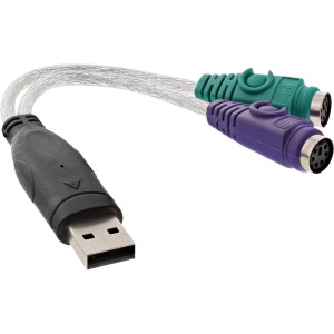 Konwerter USB na PS/2 USB typu A męski / 2x PS/2 żeński