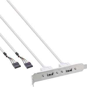 Gniazdo Wspornik 2x USB 2.0 Typ A żeński na 2x 5-pinowe złącze wewnętrzne 0,3 m