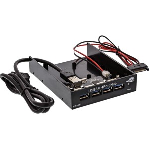 4-portowy koncentrator panelowy USB 3.0 do gniazda dyskietek 3,5", czarny