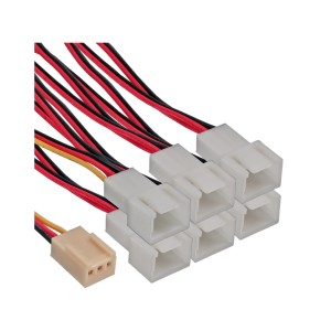 Kabel adaptera wentylatora Kabel Y 3-pinowe złącze Molex żeńskie / 6x 3-pinowe złącze Molex męskie