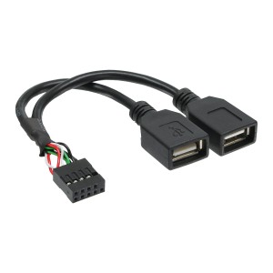 Kabel adaptera USB 2.0 wewnętrzny 2 x złącze żeńskie USB typu A/złącze na płycie głównej