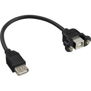 Kabel adaptera USB 2.0, typ A, żeński / złącze obudowy, typ B, 0,2 m
