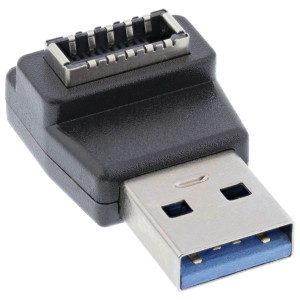 Adapter USB 3.2, męski USB-A na wewnętrzne gniazdo USB-E na panelu przednim