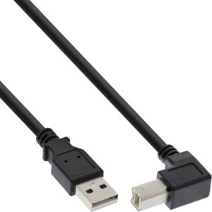 Kabel USB 2.0 skierowany w dół, męski typu A / męski B, czarny, 1 m