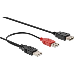 Kabel USB 2.0 Y 2x Typ A męski/żeński, 0,2 m