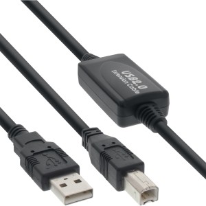 Aktywny kabel wzmacniający/wzmacniający sygnał USB 2.0, typ A/B, czarny, 10 m