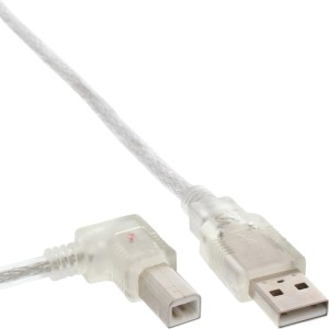 Kabel USB 2.0, lewostronny, męski typu A / męski B, przezroczysty, 3m