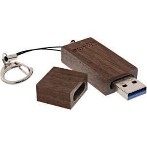 Pendrive USB 3.0, orzech drzewny, z brelokiem, 128 GB