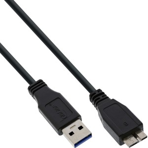 Kabel USB 3.2 Gen.1, męski typ A / męski Micro B, czarny, 0,5 m