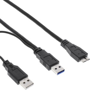 Kabel USB 3.2 Gen.1 Y, 2x męski typ A / męski Micro B, czarny, 1,5 m
