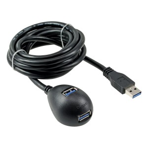 Kabel USB 3.2 Gen.1 USB Typ A M / A F + Zasilanie, ze stojakiem, czarny, 3 m