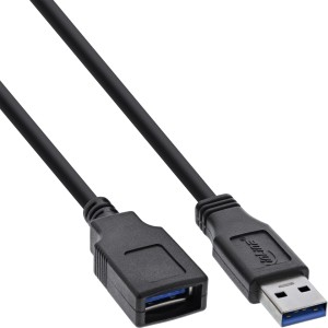 Kabel USB 3.2 Gen.1 Typ A męski / Typ A żeński, czarny, 5 m