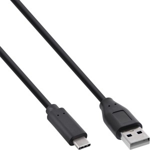 Kabel USB 2.0, męski USB-C / męski USB-A, czarny, 1,5 m