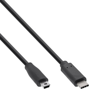 Kabel USB 2.0, męski USB-C / męski mini-B (5pin), czarny, 1,5m