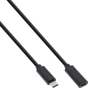 Kabel przedłużający USB 3.2 Gen.2x2, USB-C męski/żeński, czarny, 0,5 m