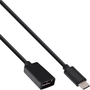 Kabel adaptera USB 3.2 Gen.1x2, USB-C męski / A żeński, czarny, 0,15 m