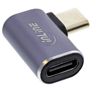 Adapter USB4, USB-C męski/żeński, prawy/lewy, kątowy, aluminium, szary