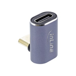 Adapter USB4, USB-C męski/żeński, góra/dół, kątowy, aluminium, szary