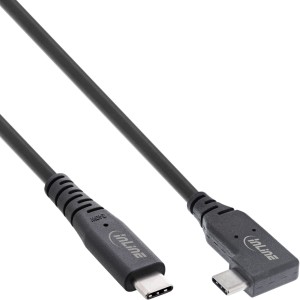Kabel USB4, USB-C, pojedynczy kątowy, PD 240W, 8K60Hz, TPE, czarny, 1,5m
