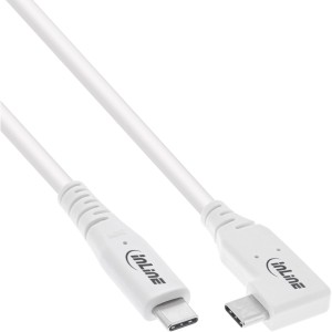 Kabel USB4, USB-C, jednostronnie kątowy, PD 240W, 8K60Hz, TPE, biały, 0,5m