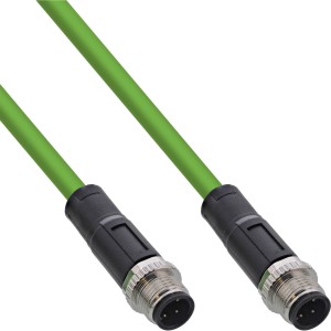 Przemysłowy kabel sieciowy, M12 4-pinowy, kodowanie D, męski/męski, PUR 10 m
