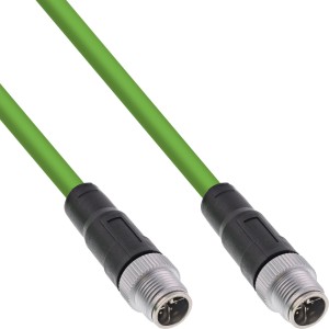 Przemysłowy kabel sieciowy, M12 8-pinowy, kodowanie X, męski/męski, kat. 6A PUR, 3 m