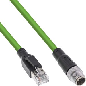Przemysłowy kabel sieciowy, M12 8-pinowy, kodowanie X na wtyk RJ45, kat. 6A PUR 1m