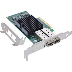 Podwójna karta sieciowa 10 Gigabit, 2x SFP+, PCIe x8, w komplecie. Uchwyt do płyty LP