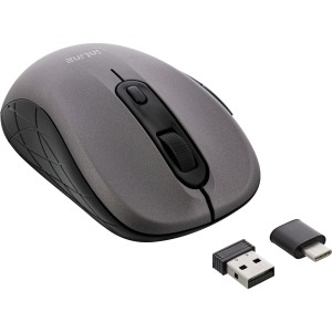 Mysz 3 w 1, Bluetooth + 2x 2,4 GHz, 5 przycisków, optyczna, szaro-czarna