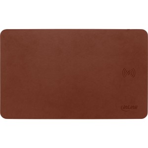 Podkładka pod mysz z ładowaniem bezprzewodowym, 370x225x7mm, brązowa