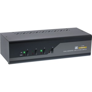 Przełącznik stacjonarny KVM, 4 porty, podwójny monitor, HDMI, 4K, USB 3.0, audio