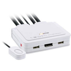 Przełącznik KVM na kablu, 2-portowy, Displayport 1.2, 4K, USB, Audio