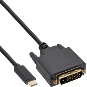 Kabel wyświetlacza USB, męski USB-C / męski DVI (tryb alternatywny DP), czarny, 1 m