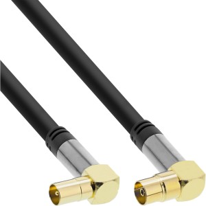 Kabel antenowy Premium kątowy, 4x ekranowany, >110dB, czarny, 10m