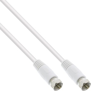 Kabel SAT 2x ekranowany, bardzo niskostratny 2x męski F >75dB biały 2m