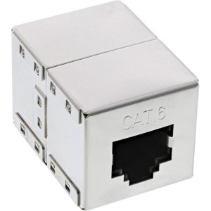 Adapter kat.6, w pełni ekranowany, metalowy, 2x RJ45 żeński na żeński, bezpośredni