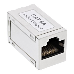 Adapter kat.6A, w pełni ekranowany, metalowy, 2x RJ45 F/F, 1:1