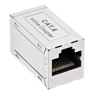Adapter kat.6, w pełni ekranowany, metalowy, 2x RJ45 F/F, 1:1