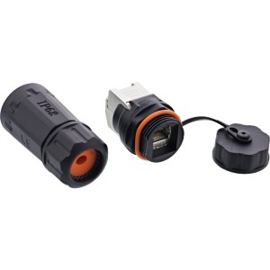Zestaw złącz kat.6A, wodoszczelny IP68, 2x RJ45 F/F, 1:1
