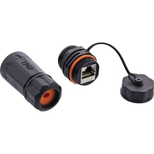 Złącze kat.6A, wodoodporne IP68, 2x RJ45 F/F, 1:1
