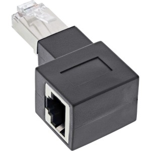 adapter patchcordu kat.6A, RJ45 męski/żeński, kątowy 90° w prawo
