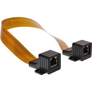 Cienki kabel RJ45 do stosowania w oknach/drzwiach, 2x RJ45 F/F, 1:1, nieekranowany, 0,3 m