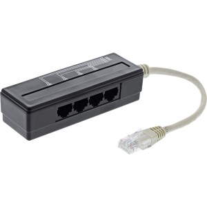 Rozdzielacz 4-kierunkowy portów telefonicznych, wtyk RJ45 na 4x gniazdo RJ45, 0,15m