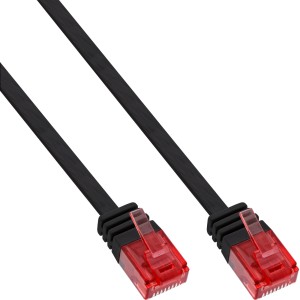 Płaski, ultracienki kabel krosowy U/UTP kat. 6 Gigabit, czarny, 10 m