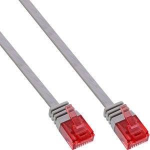 Płaski, ultracienki kabel krosowy U/UTP kat.6 Gigabit, gotowy, szary, 3 m