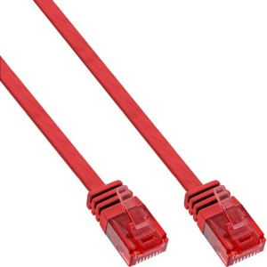 Płaski, ultracienki kabel krosowy U/UTP Cat.6 Gigabit, czerwony, 3 m